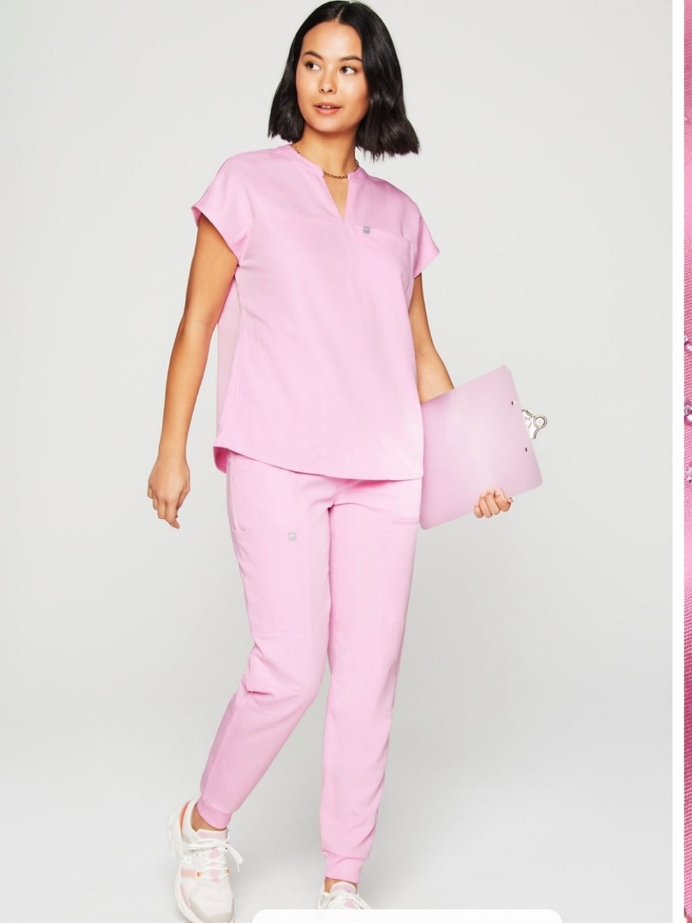 Fabletics Scrub Top & Jogger Set - Pink